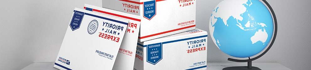 优先邮件国际和优先邮件快递国际统一费率箱为快速交付和美国邮政总局跟踪.